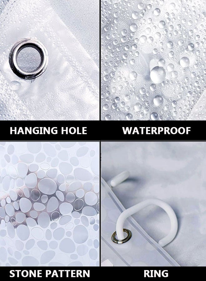 HOOTO 3D Shower Curtain, Heavy Duty PEVA Thick Clear Plastic Shower Curtain with Rust-Proof Metal Grommets, Anti-Mildew Antibacterial Waterproof Washable, , 180X200cm - Image 3
